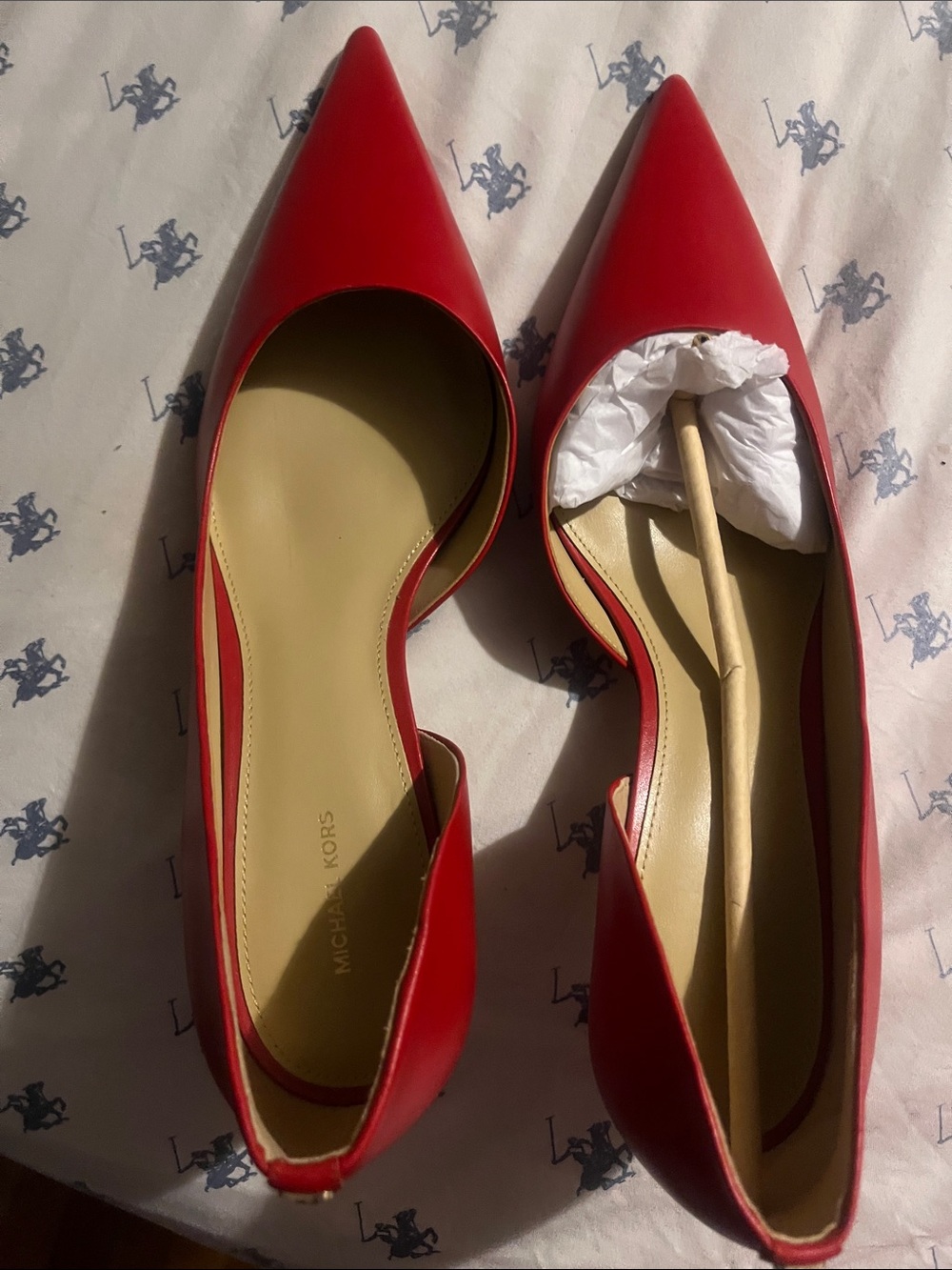 Michael Kors Red Pointed-Toe D'Orsay Flats